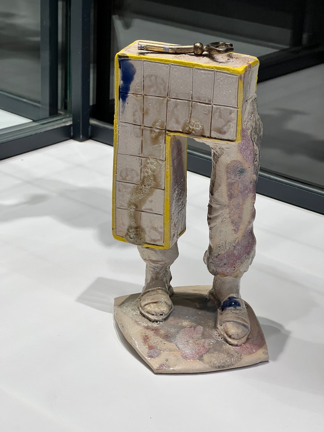 Half the man ceramic stoneware statue posture by Michel Elands